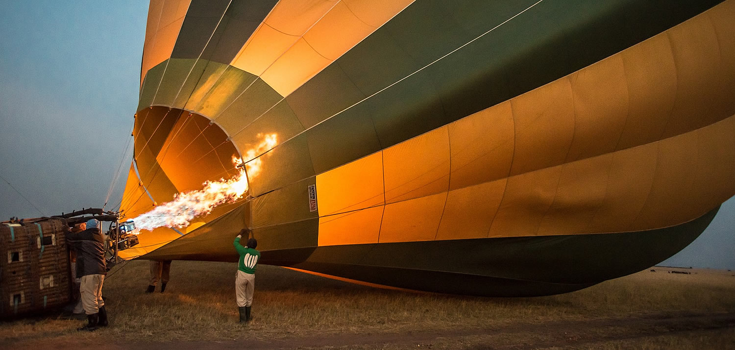 inflating hot air balloon
